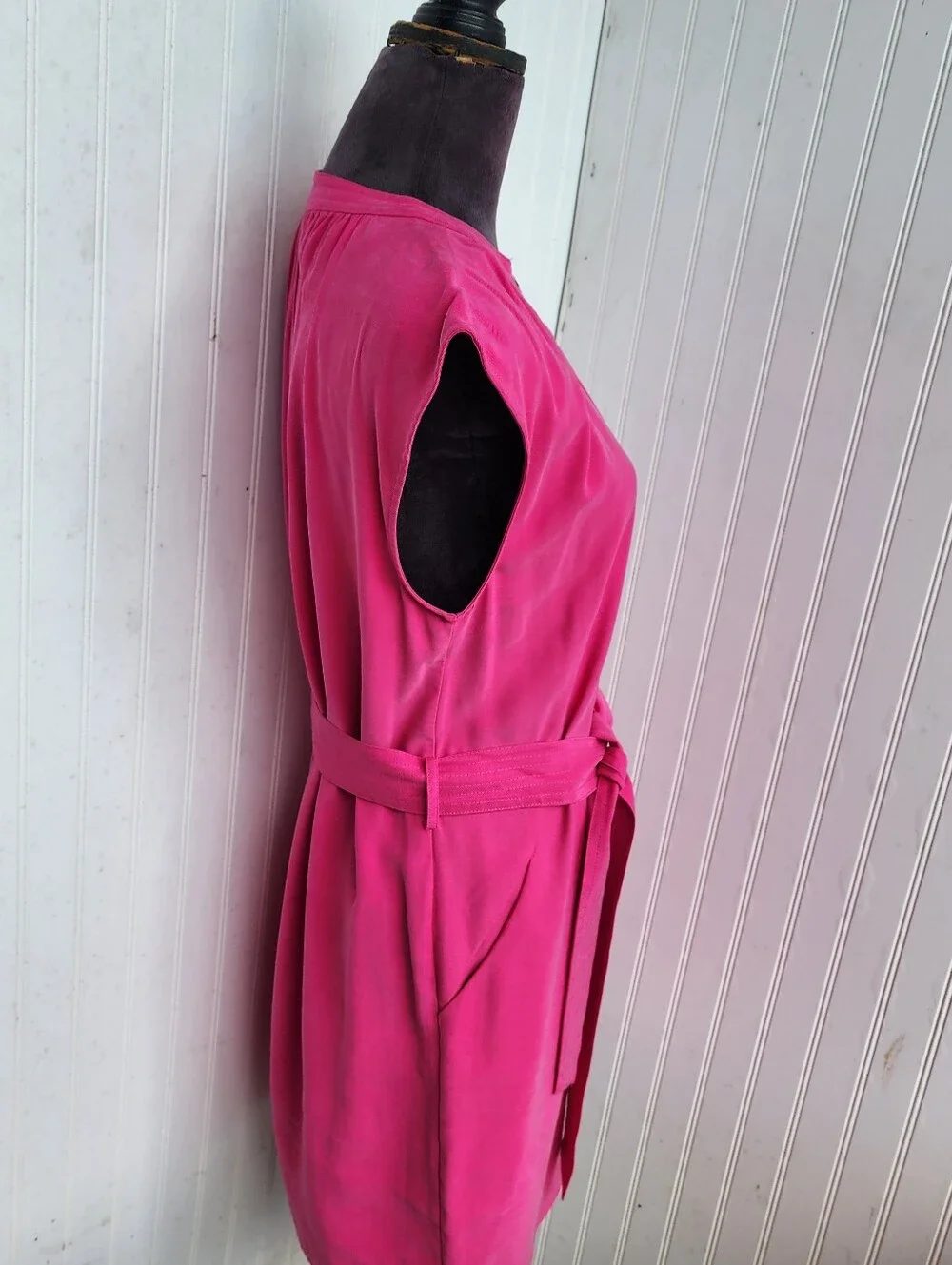 A Loves A Womens Pink Dress Belted Rayon Sleeveless Career Casual Cocktail Sz M